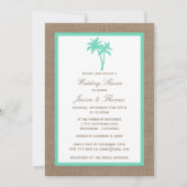 Tropische palmboom Burlap Beach Wedding Shower Kaart (Voorkant)