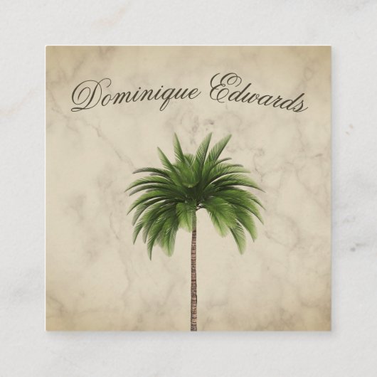 Tropische palmboom Elegant gemarmerd stijlvol Vierkante Visitekaartje (Achterkant)