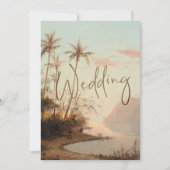 Tropische palmboom Elegant  Gold Wedding I Kaart (Voorkant)