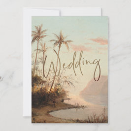 Tropische palmboom Elegant  Gold Wedding I Kaart