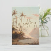 Tropische palmboom Elegant  Gold Wedding I Kaart (Staand voorkant)
