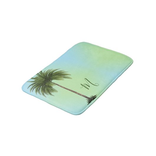 Tropische palmboom  Elegant Green Badmat (Gekanteld)