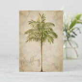 Tropische palmboom Elegant Modern Chic Wedding Kaart (Staand voorkant)