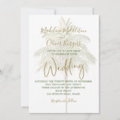 Tropische palmboom Elegant Modern Chic Wedding Kaart (Achterkant)