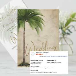 Tropische palmboom Elegant Modern Gold Wedding Kaart