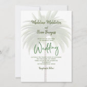 Tropische palmboom Elegant modern stijf huwelijk Kaart (Achterkant)