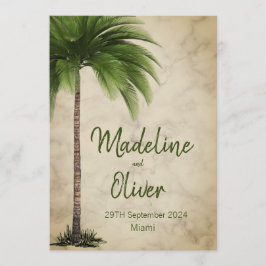 Tropische palmboom Elegant modern stijf huwelijk Kaart