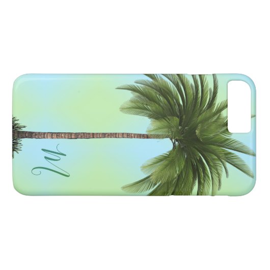 Tropische palmboom  Elegant Monogram Groen Case-Mate iPhone Case (Achterkant (Horizontaal))