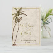 Tropische palmboom Elegante moderne rustieke bruil Kaart (Staand voorkant)