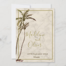 Tropische palmboom Elegante moderne rustieke bruil Kaart