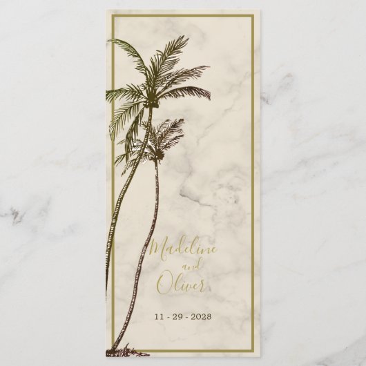 Tropische palmboom Elegante moderne rustieke bruil Menu (Achterkant)