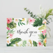 Tropische palmboom en bloem bedankje voor trouwdag bedankkaart (Staand voorkant)