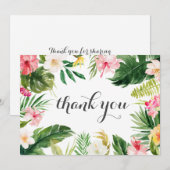 Tropische palmboom en bloem bedankje voor trouwdag bedankkaart (Voorkant / Achterkant)