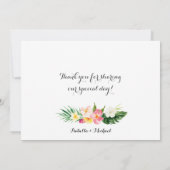 Tropische palmboom en bloemen bruiloft bedankt (Achterkant)