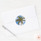 tropische palmboom en hemel ronde sticker (Envelop)