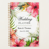 Tropische palmboom en hibiscusbloemen bruiloft planner (Voorkant)
