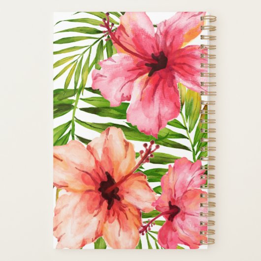 Tropische palmboom en hibiscusbloemen bruiloft planner (Achterkant)