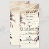 Tropische palmboom- en lichten crème droommenu menu (Voorkant / Achterkant)