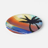 tropische palmboom en oceaan papieren bordje (Gekanteld)