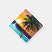  tropische palmboom en oceaanzonsondergang servet (Hoek)