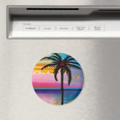 tropische palmboom en Paarse zonsondergang Magneet (Insitu (Vaatwasser))