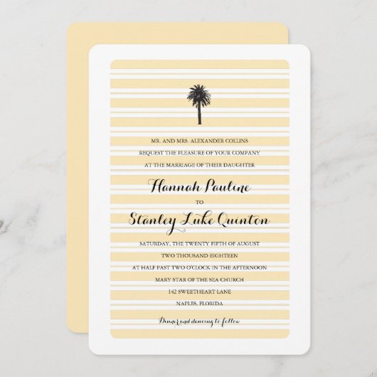 Tropische palmboom en -strepen | Weddenschap Kaart (Voorkant / Achterkant)