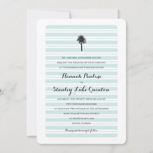 Tropische palmboom en -strepen | Weddenschap Kaart (Voorkant)