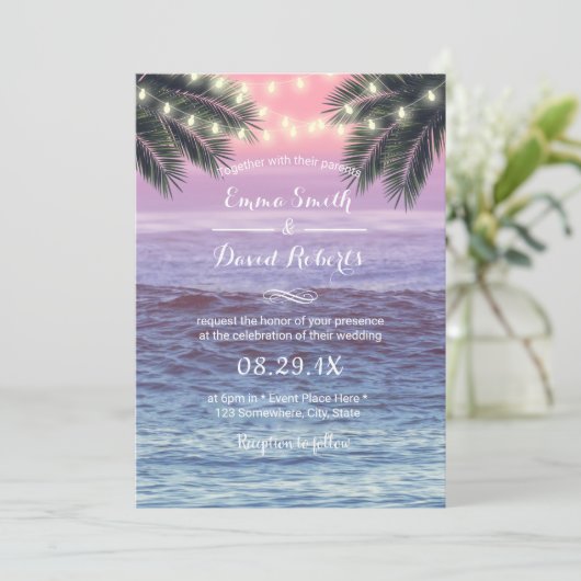 Tropische palmboom- en tekenstransport kaart (Staand voorkant)