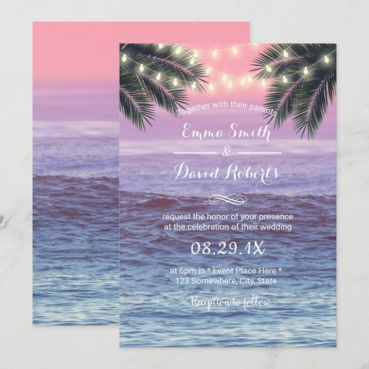 Tropische palmboom- en tekenstransport kaart (Voorkant / Achterkant)