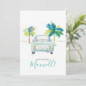 Tropische palmboom en Waterverf van de auto Kaart (Staand voorkant)