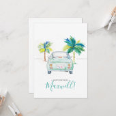 Tropische palmboom en Waterverf van de auto Kaart (Voorkant / Achterkant in situ)