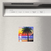 tropische palmboom en zonsondergang magneet (Insitu (Vaatwasser))