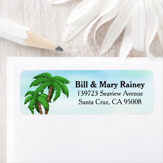 Tropische palmboom etiket (Insitu)