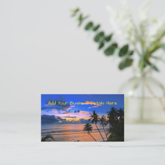 Tropische palmboom Exotic Beach Sunset Visitekaartje (Staand voorkant)