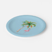 Tropische palmboom Flamingo feestje Papieren Bordje (Gekanteld)