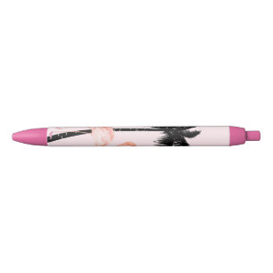 Tropische Palmboom Flamingo Zwarte Inkt Pen