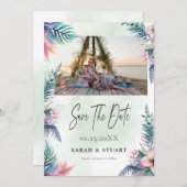 Tropische palmboom foto QR-code Sla de datum op Kaart (Voorkant / Achterkant)