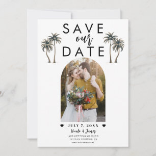 Tropische palmboom foto trouwkaart Save the Date Kaart