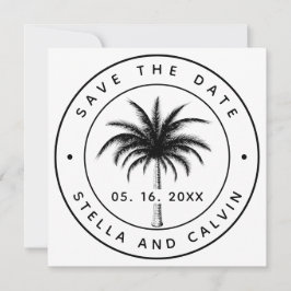 Tropische palmboom Fotobruiloft Save The Date