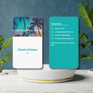 Tropische Palmboom Geluidsgolven Beat Teal DJ Visitekaartje