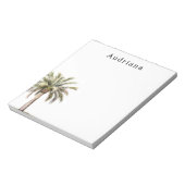 Tropische palmboom gepersonaliseerde naam notitieblok (Linkerzijde)