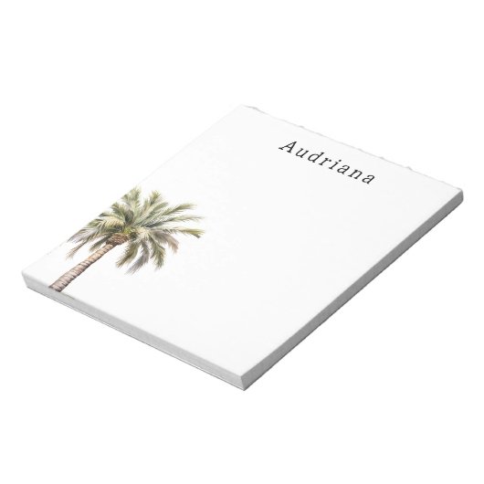 Tropische palmboom gepersonaliseerde naam notitieblok (Linkerzijde)
