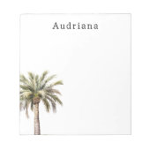 Tropische palmboom gepersonaliseerde naam notitieblok (Voorkant)