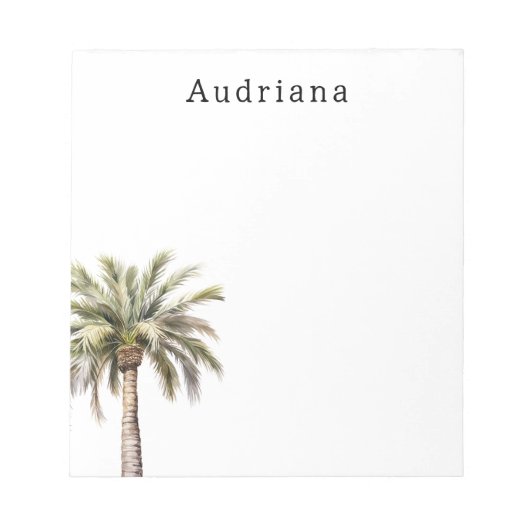Tropische palmboom gepersonaliseerde naam notitieblok (Voorkant)