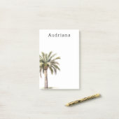Tropische palmboom gepersonaliseerde naam post-it® notes (Op bureau)