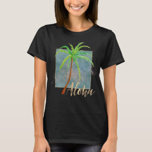 Tropische palmboom Gold Aloha Sparkle T-shirt