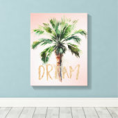 Tropische palmboom Gold Glitter Dream Canvas Afdruk (Insitu (Houten vloer))