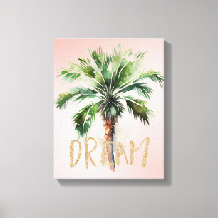 Tropische palmboom Gold Glitter Dream Canvas Afdruk