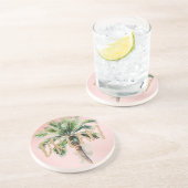 Tropische palmboom Gold Glitter Dream Zandsteen Onderzetter (Zijkant)