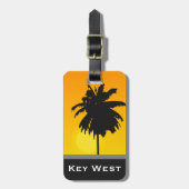 Tropische palmboom Golden Sunset Key West Custom Bagagelabel (Voorkant verticaal)